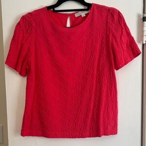 LOFT Vibrant Red Eyelet Top